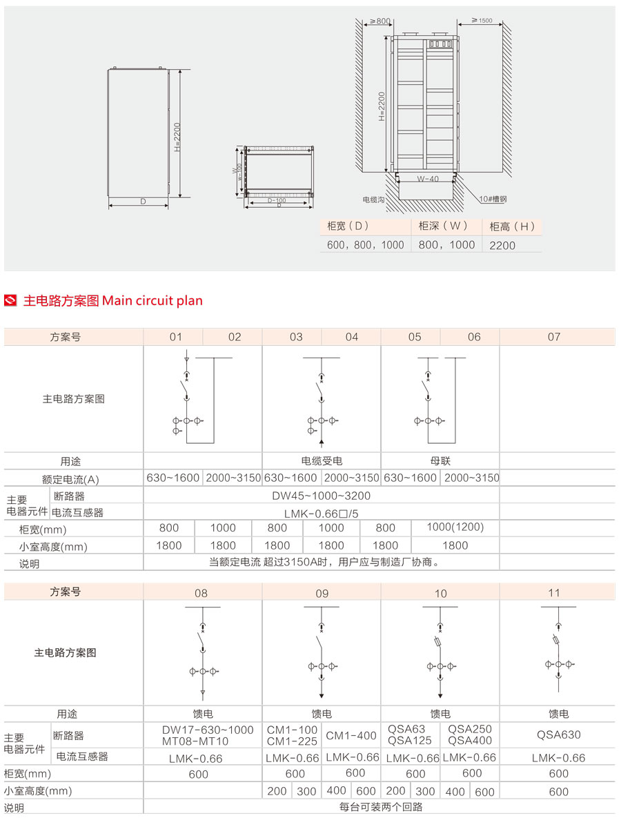 GCK低压抽出式开关柜外形尺寸及安装